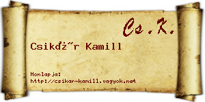 Csikár Kamill névjegykártya